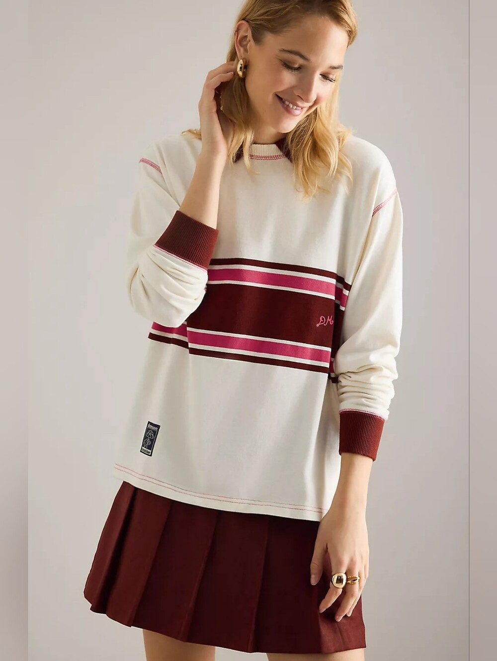 Damson Madder Olina Placement Stripe Rugby Shirt EU Size 8/ US 4
